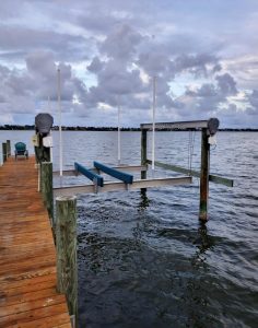 Dock For Rent At Private dock with boat lift on Banana River in a desirable area of FL.