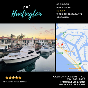 Dock For Rent At AVAIL 10/15 | Slip in Huntington Harbour