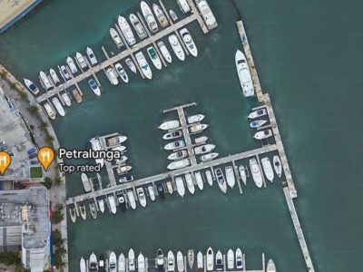 Dock For Rent At North Bay Village boat slip with Davit’s 3500 lbs Max