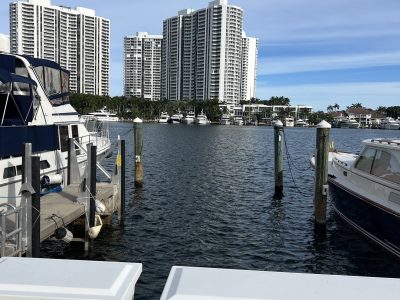 Dock For Rent At Beautiful Waterways Marina in Aventura, FL. 55 ft dock, 16-17 ft beam
