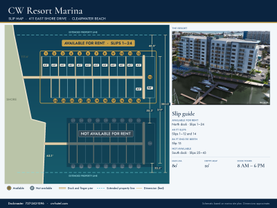 Dock For Rent At New 40’ Boat Slips at CW Resort Marina – Clearwater Beach